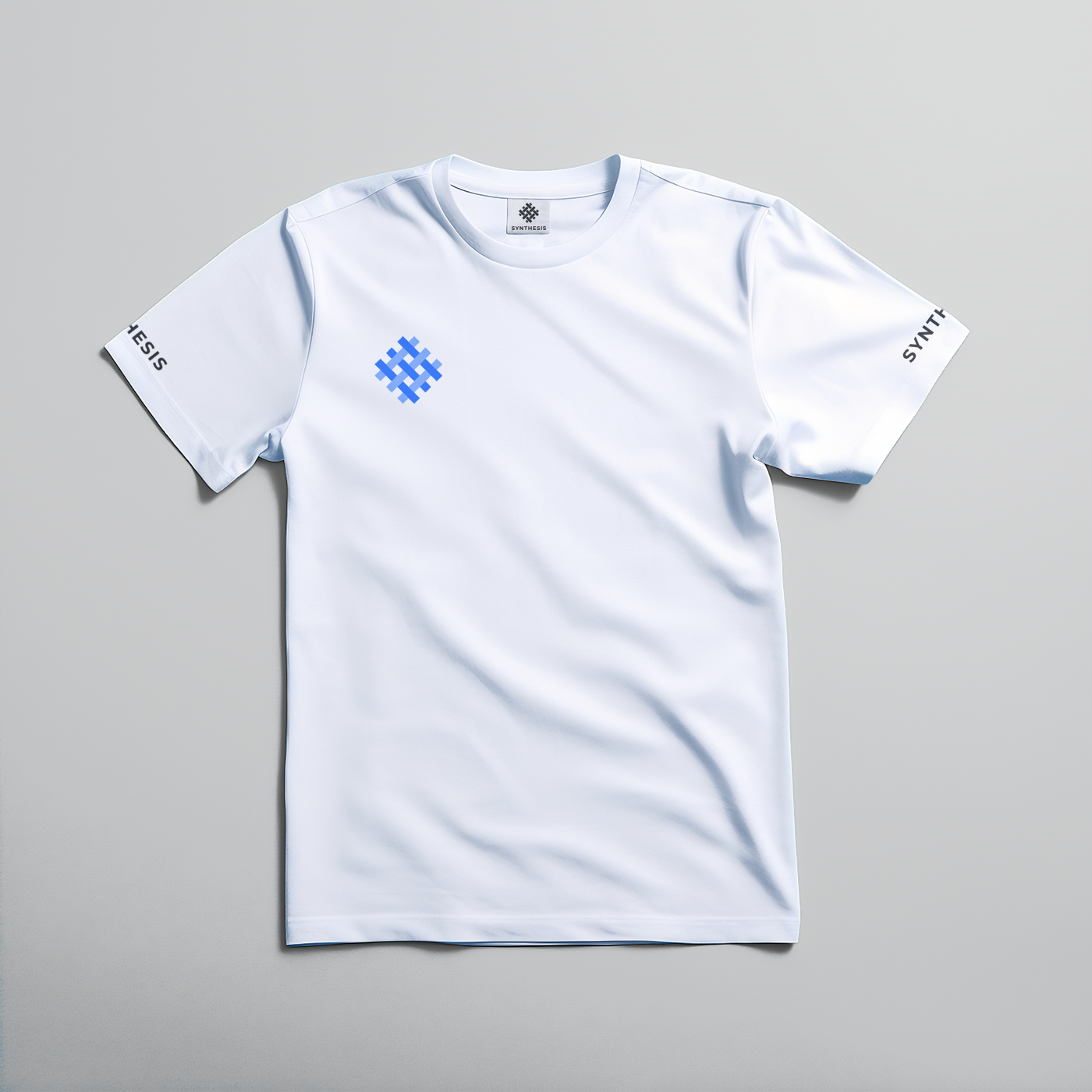 Synthesis branded t-shirt mockup in white